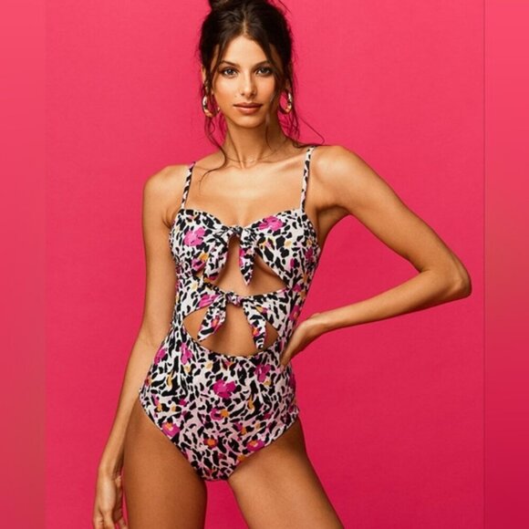Beach Riot Mila One Piece Swim Bathing Suit One Piece Swimsuit Animal Print XS - Picture 1 of 10